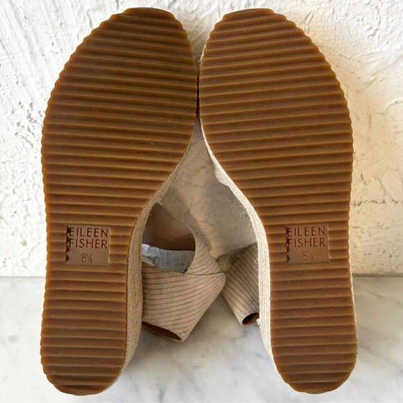 Eileen Fisher Grey Suede Platform Wedge Sandals Espadrille - Women's 8.5 - Picture 6 of 9